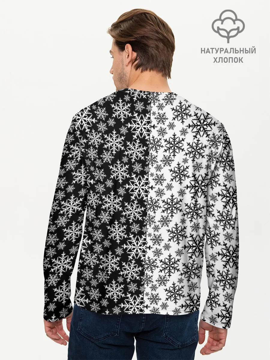 Мужской лонгслив базовый / Снежинки
