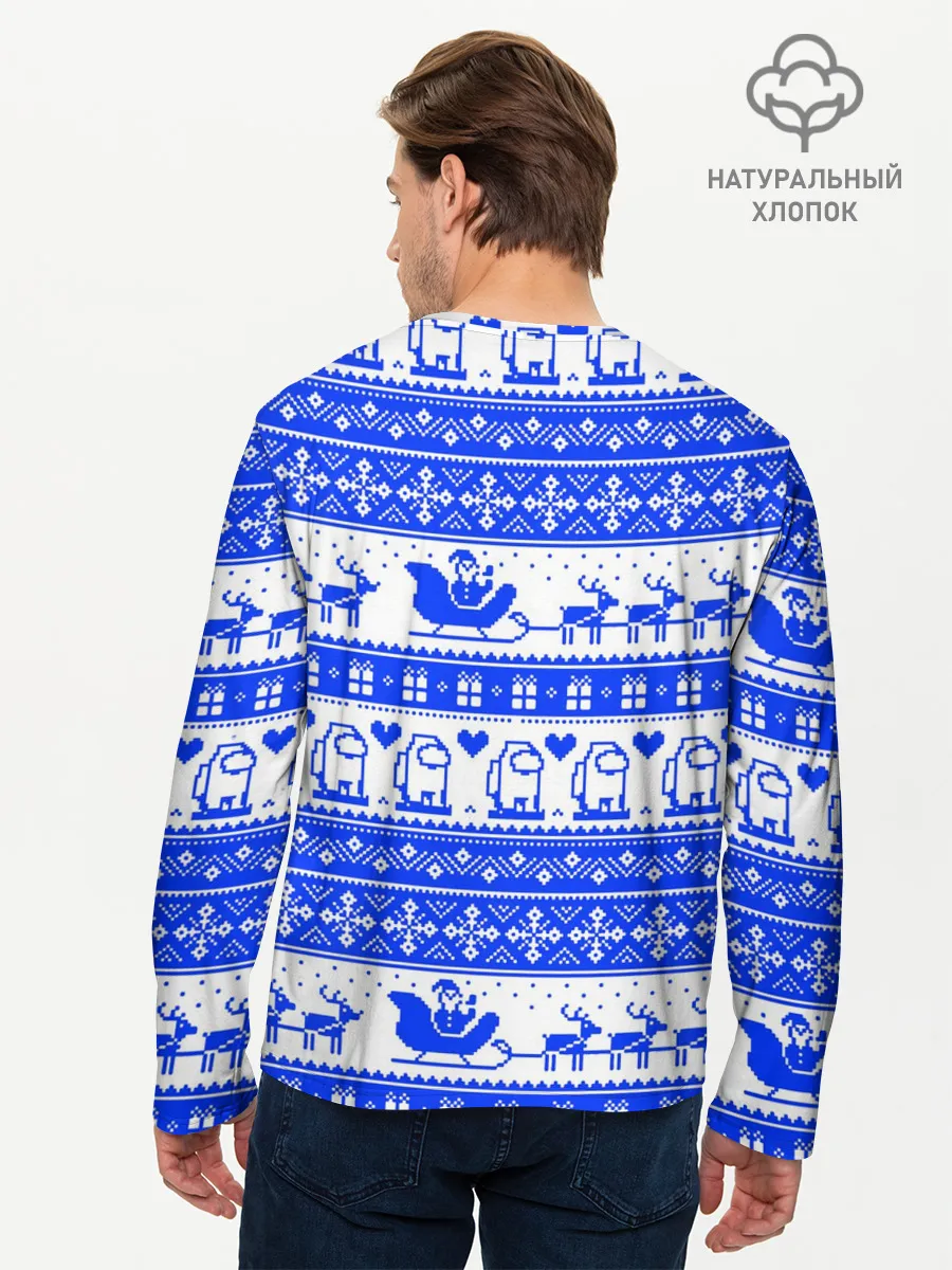 Мужской лонгслив базовый / AMONG US НОВОГОДНИЙ УЗОР