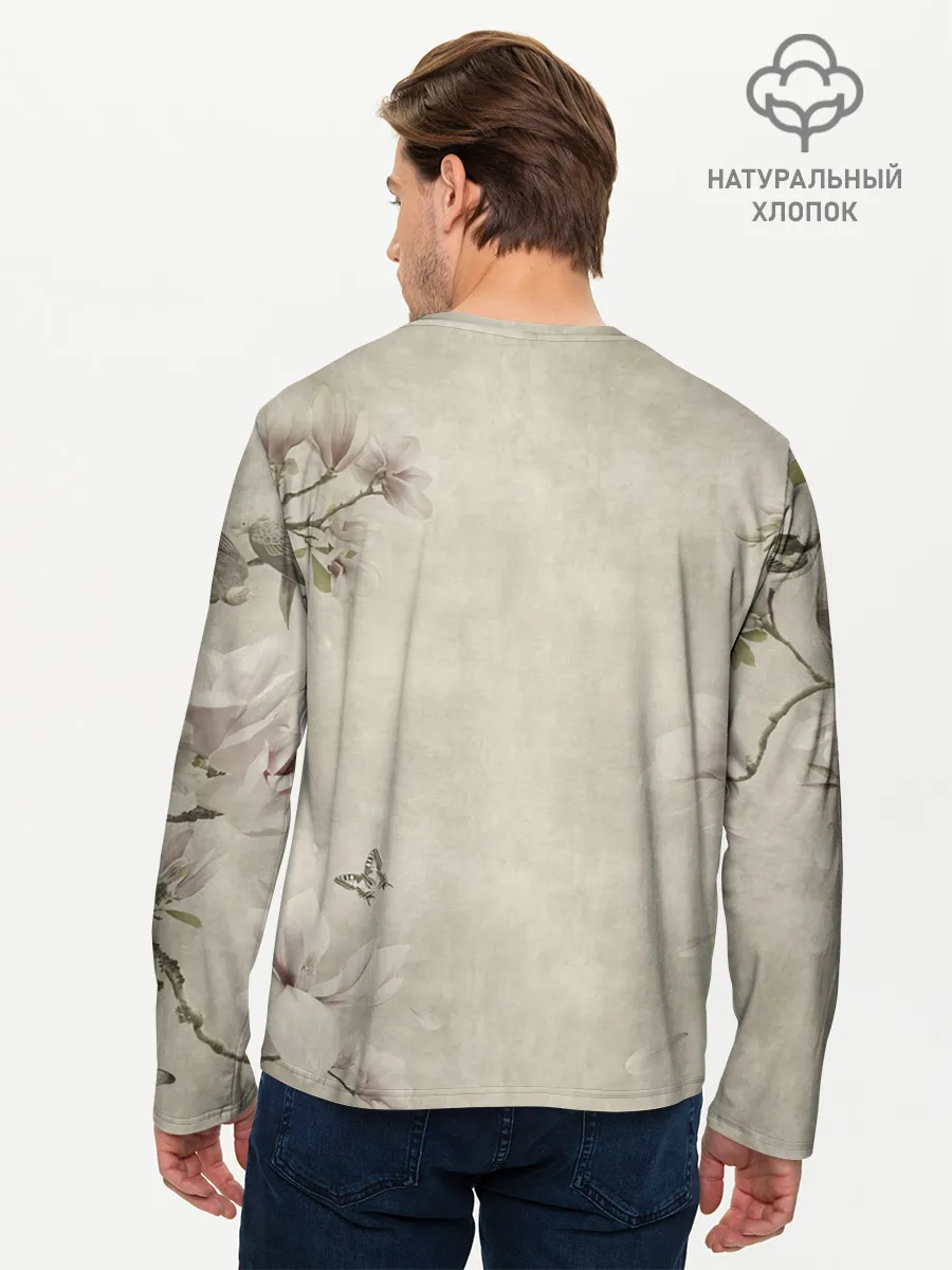 Мужской лонгслив базовый / Цветущая сакура.