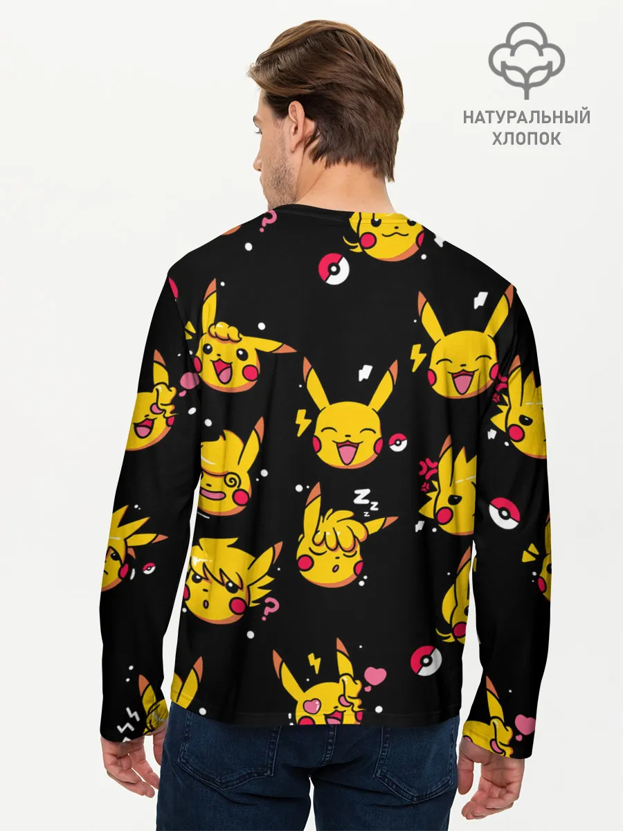 Мужской лонгслив базовый / Пикачу Эмоции