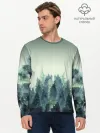 Мужской лонгслив базовый / акварельный лес градиент