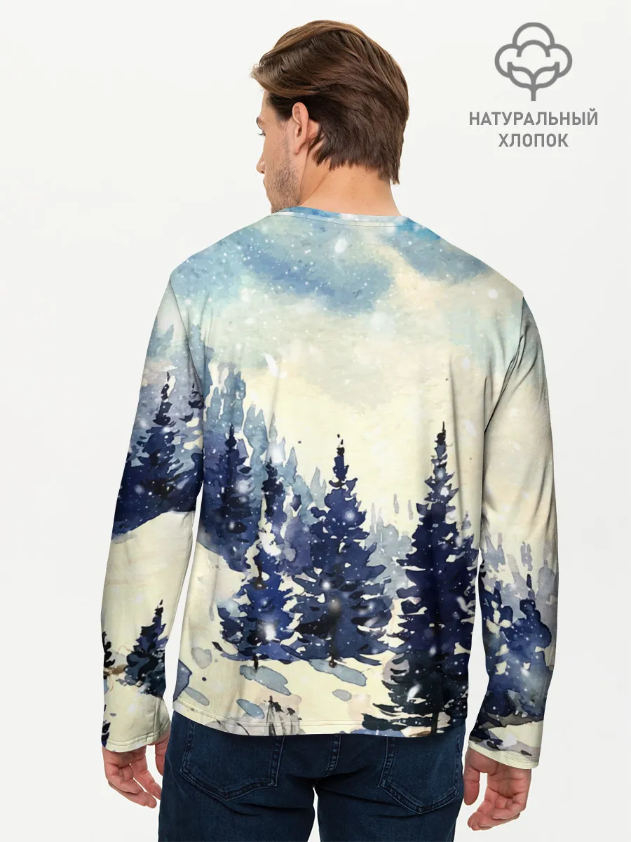 Мужской лонгслив базовый / Зимний Майнкрафт
