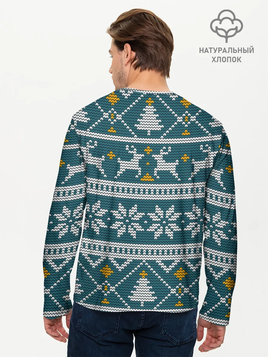 Мужской лонгслив базовый / Новогодний узор