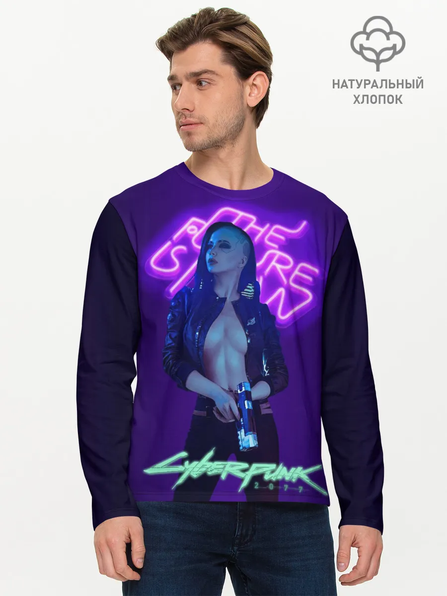 Мужской лонгслив базовый / Cyberpunk 2077 V