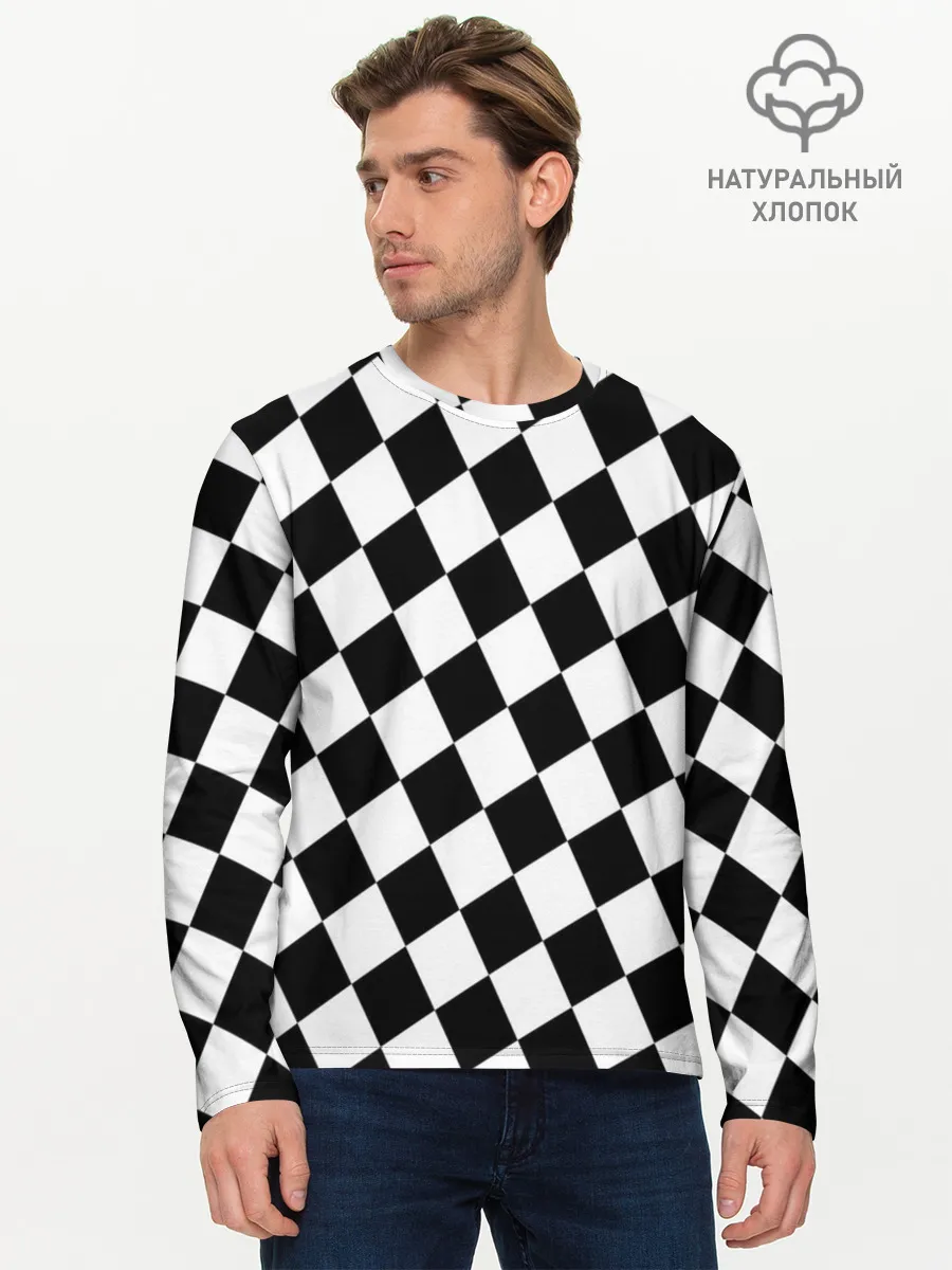 Мужской лонгслив базовый / Клетки