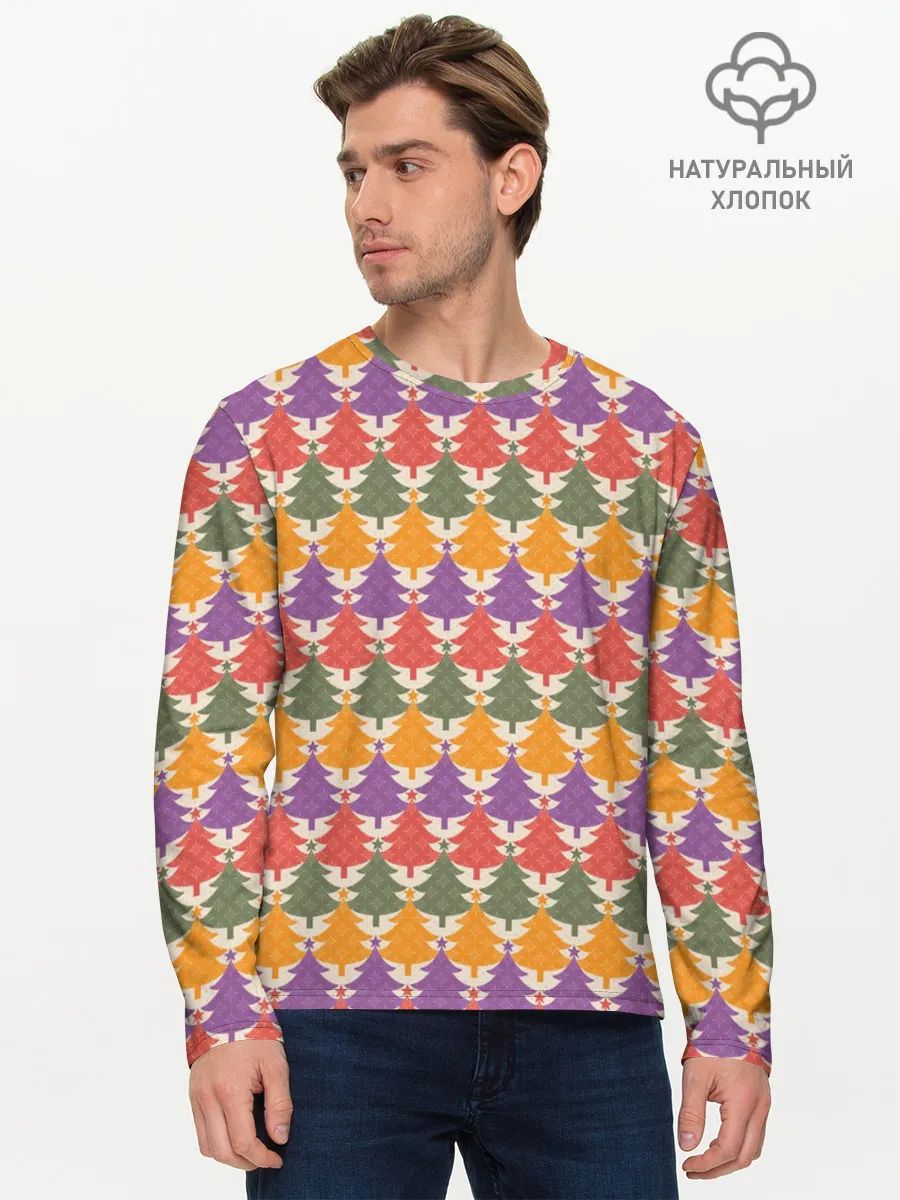 Мужской лонгслив базовый / Ёлочки
