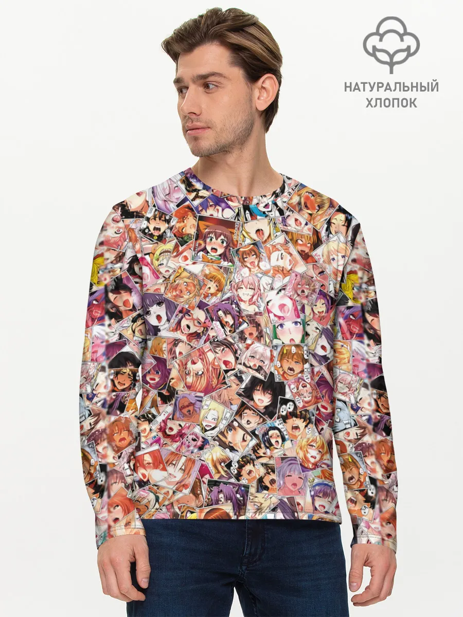 Мужской лонгслив базовый / Яркий паттерн АХЕГАО