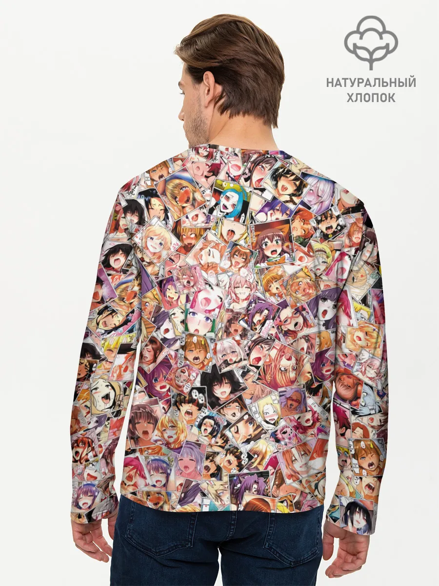 Мужской лонгслив базовый / Яркий паттерн АХЕГАО