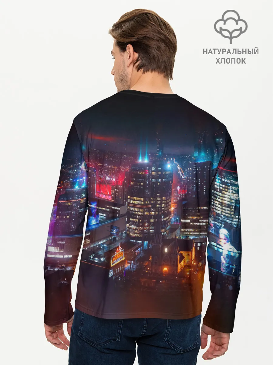 Мужской лонгслив базовый / Найт сити