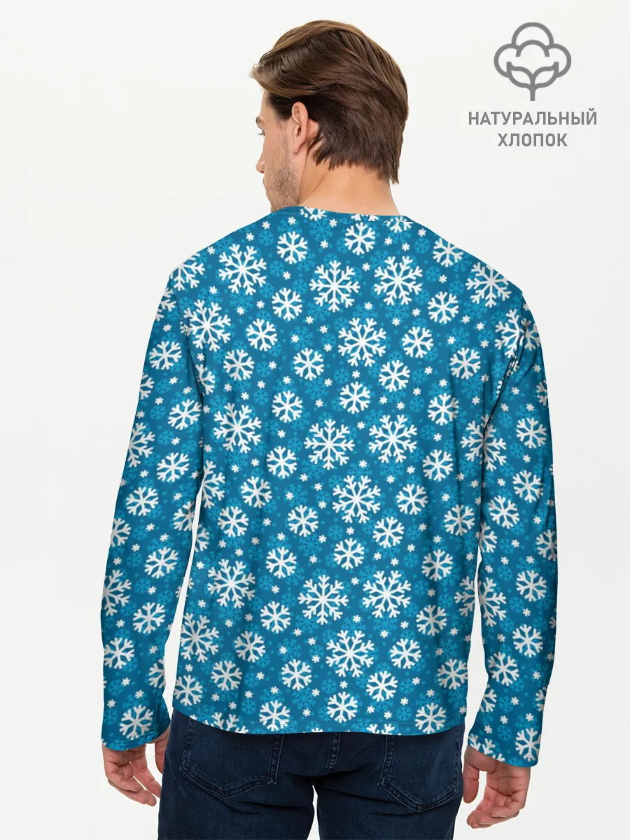 Мужской лонгслив базовый / Снежинки