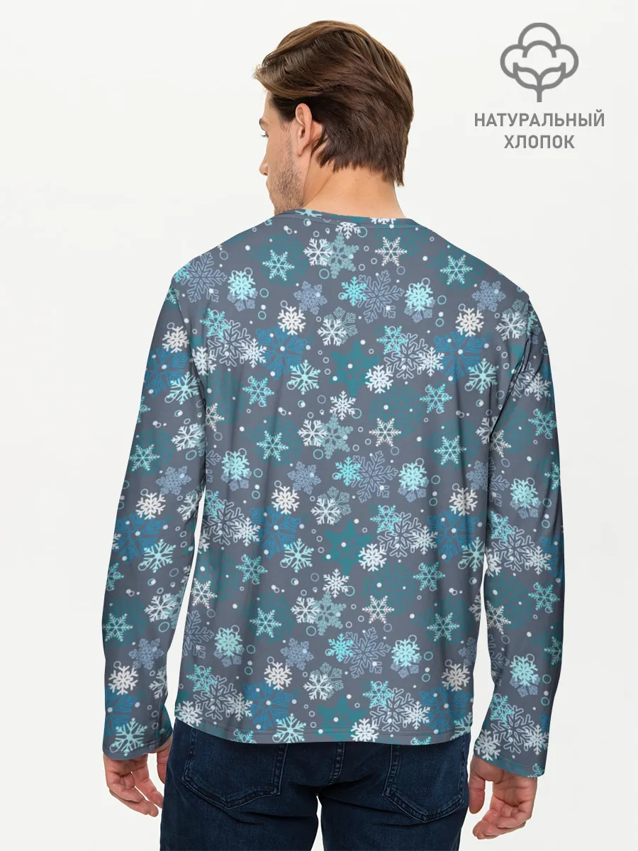 Мужской лонгслив базовый / Снежинки
