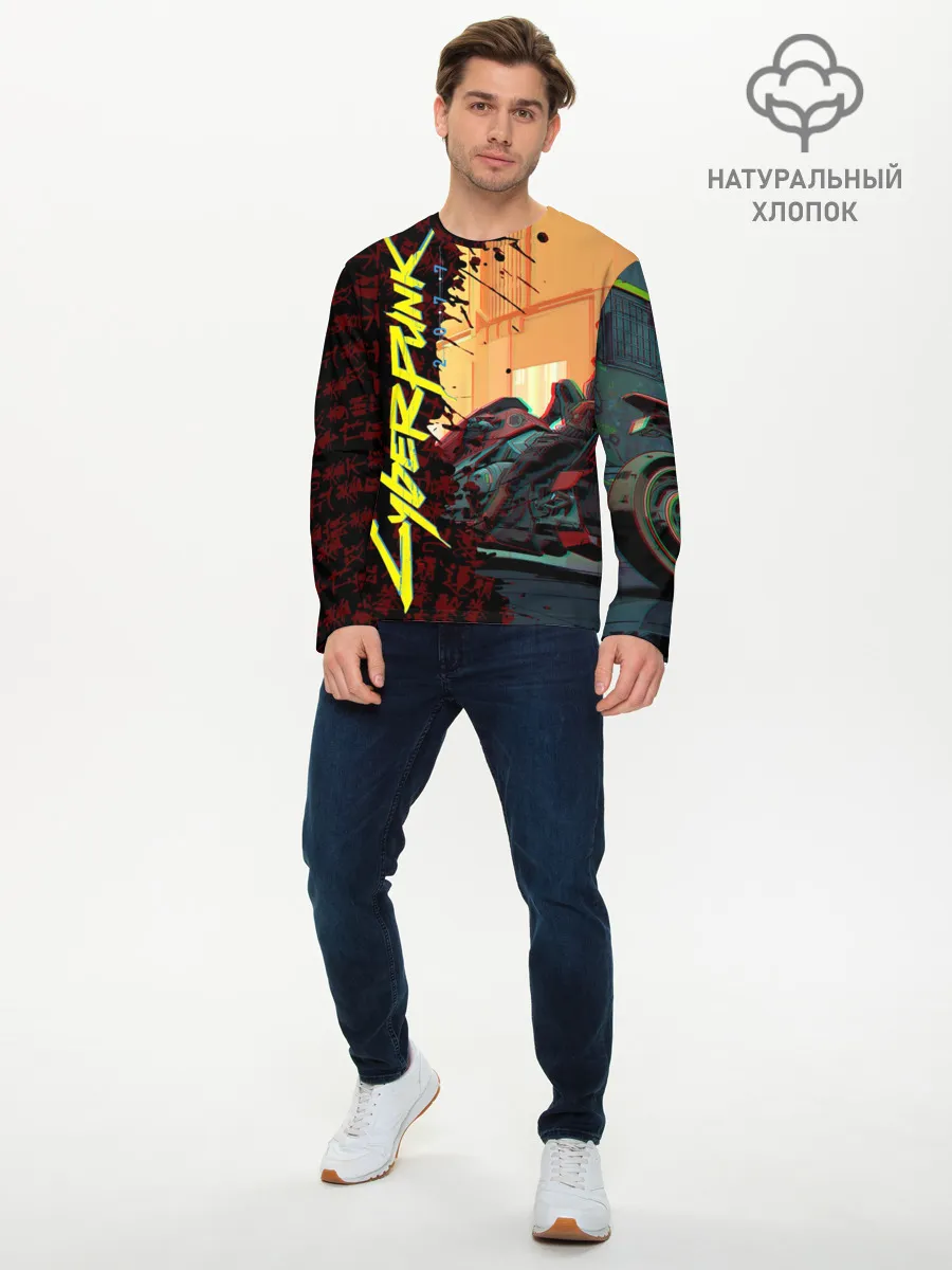 Мужской лонгслив базовый / Киберпанк