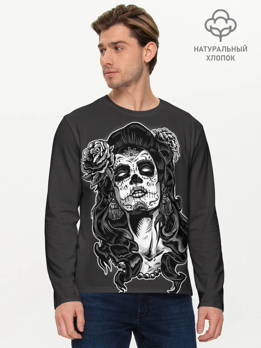 Мужской лонгслив базовый / Санта Муэрте