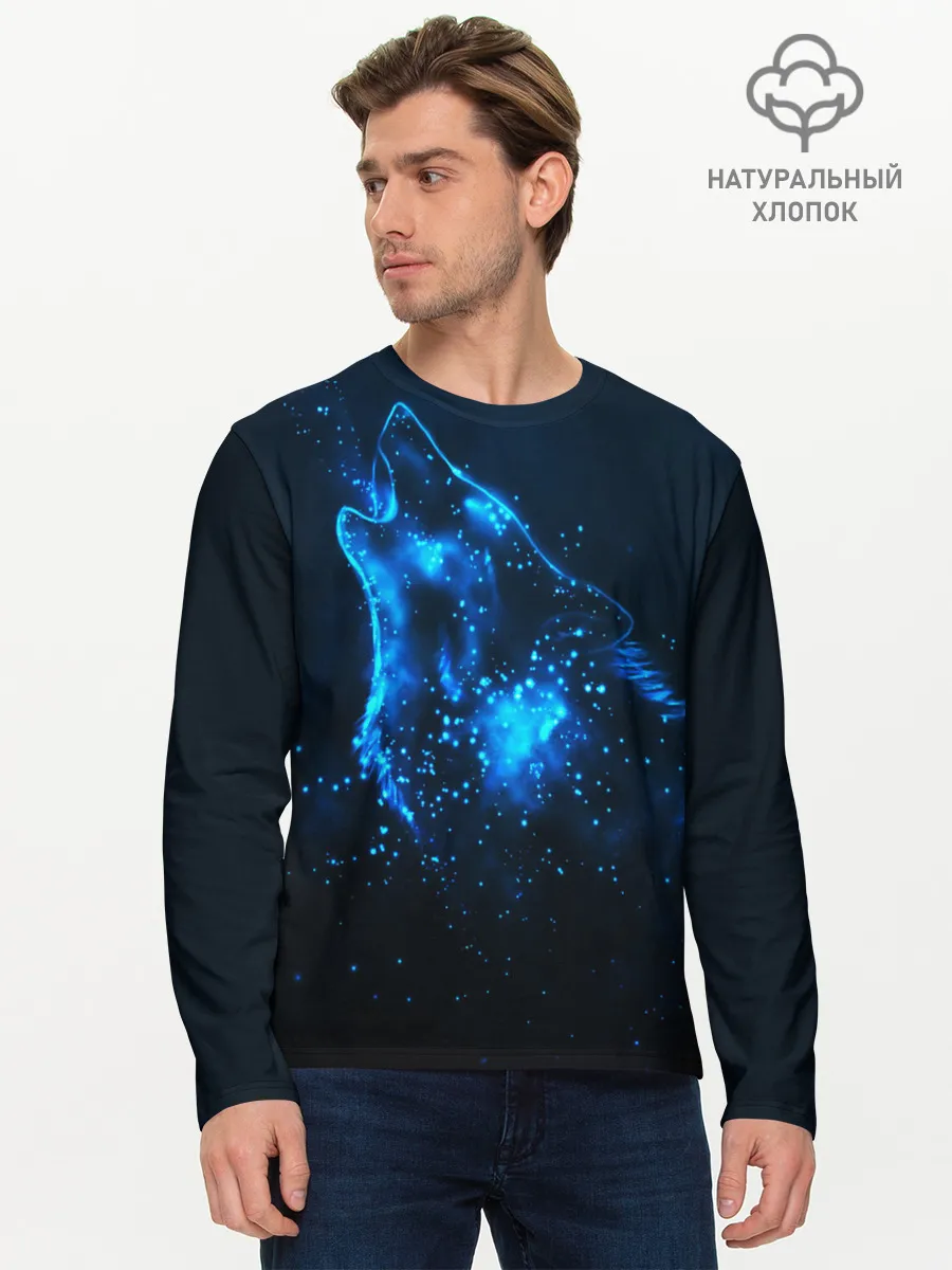 Мужской лонгслив базовый / Космический Волк