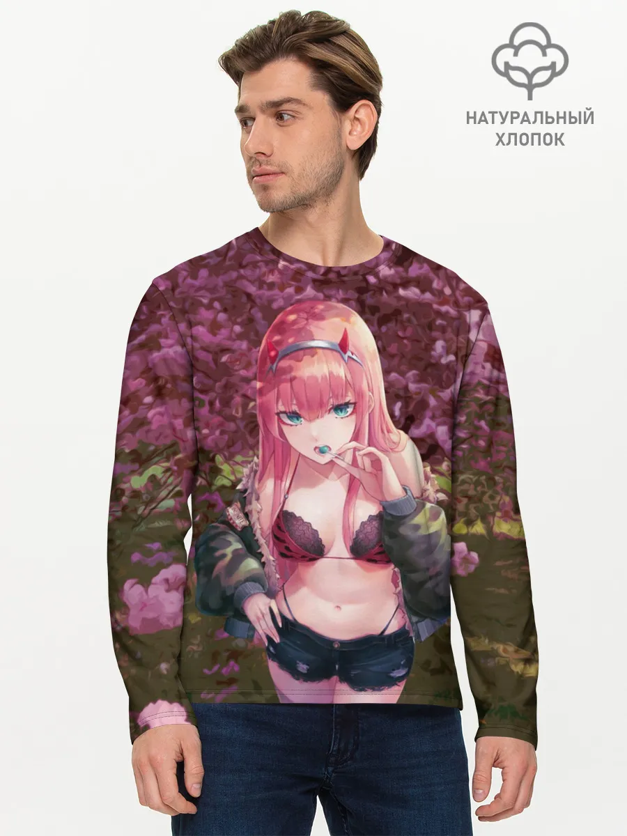 Мужской лонгслив базовый / Zero Two Сад сакуры