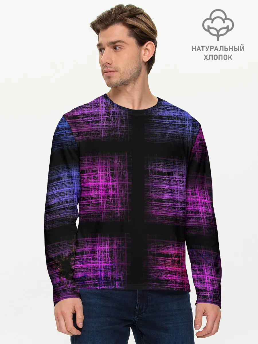Мужской лонгслив базовый / Неоновая абстракция
