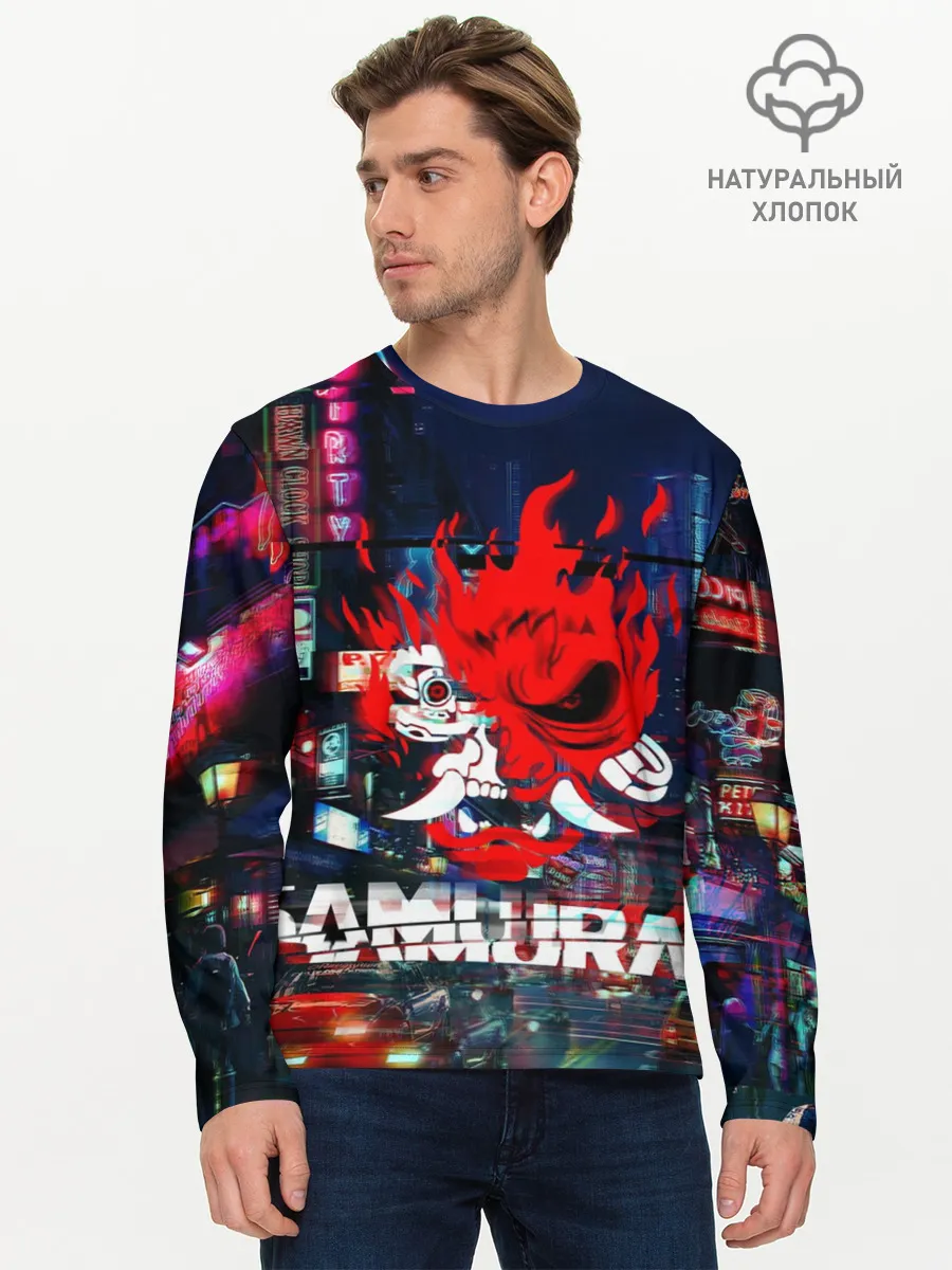 Мужской лонгслив базовый / Киберпанк 2077 глитч