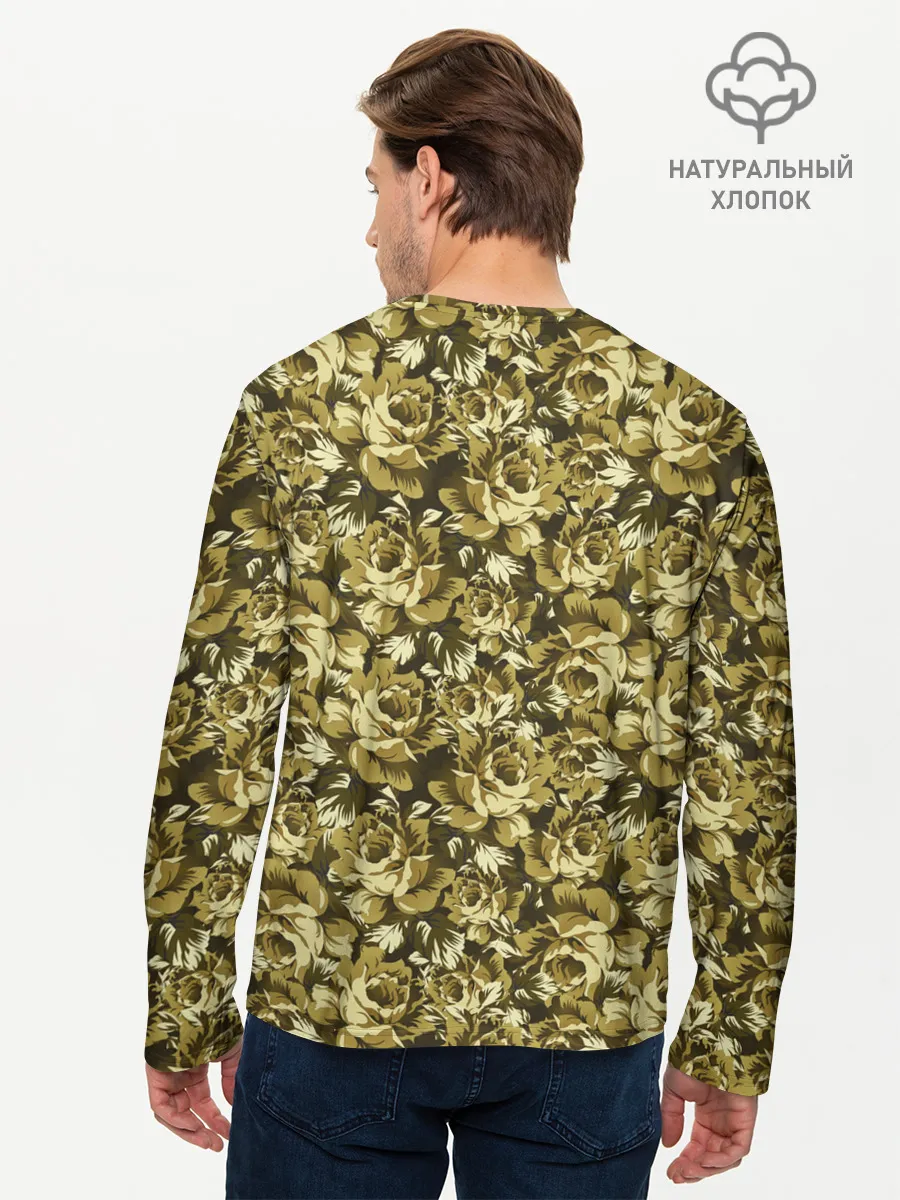 Мужской лонгслив базовый / Золотой камуфляж из роз