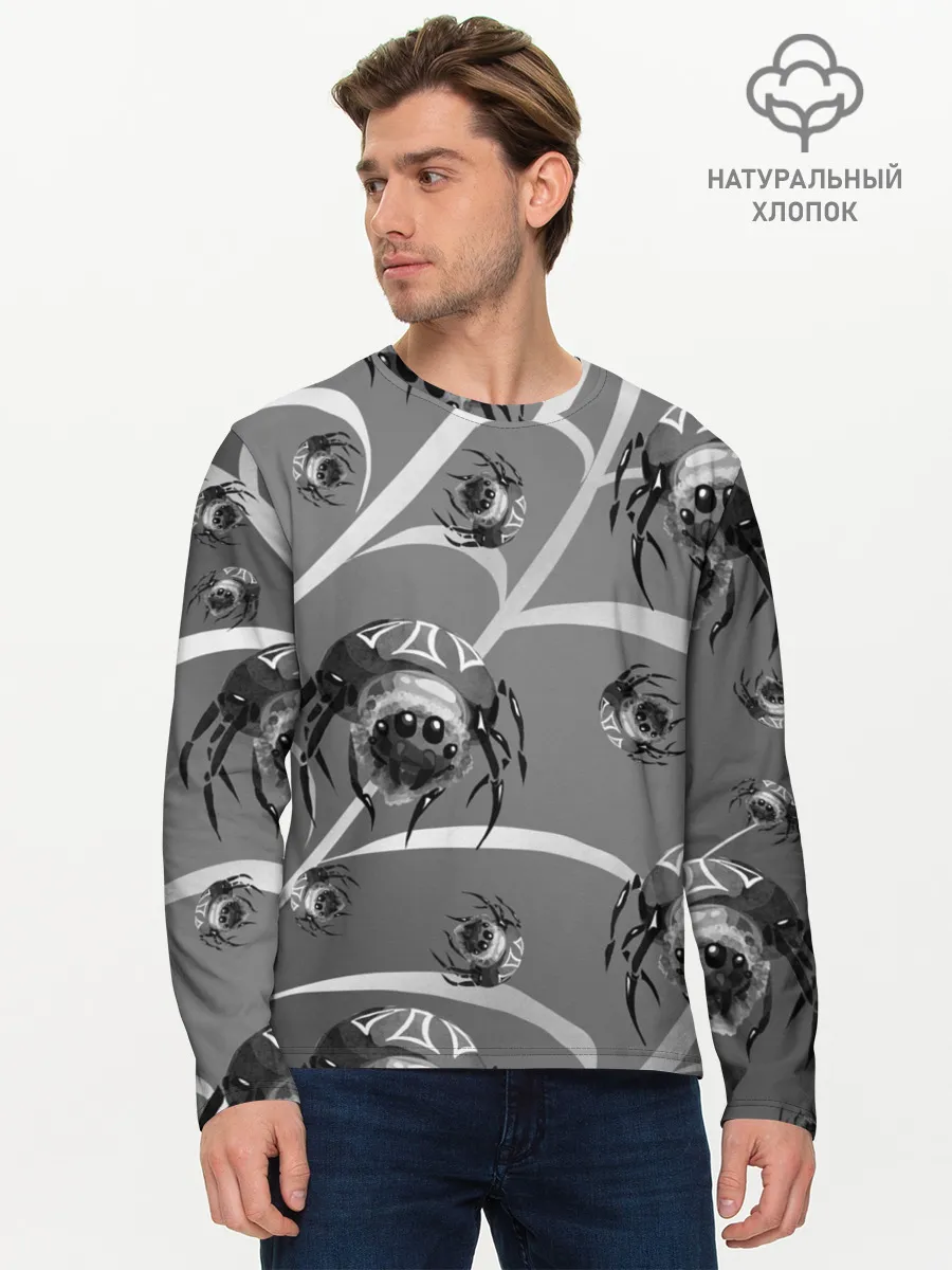 Мужской лонгслив базовый / Пауки на паутине