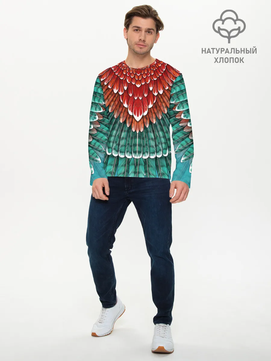Мужской лонгслив базовый / Оперение зимородка