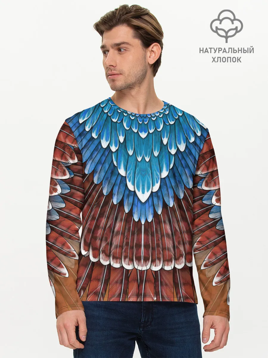 Мужской лонгслив базовый / оперение: сойка