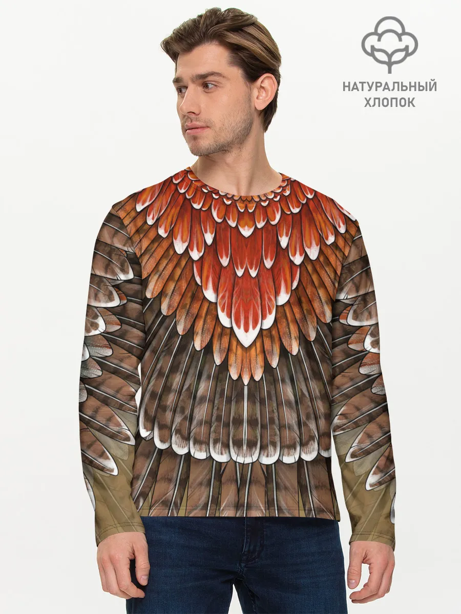 Мужской лонгслив базовый / оперение: орел