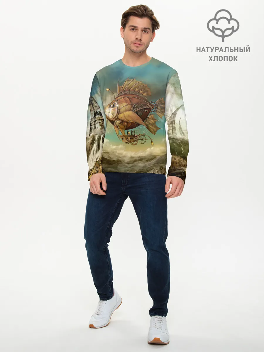 Мужской лонгслив базовый / Рыба-дирижабль