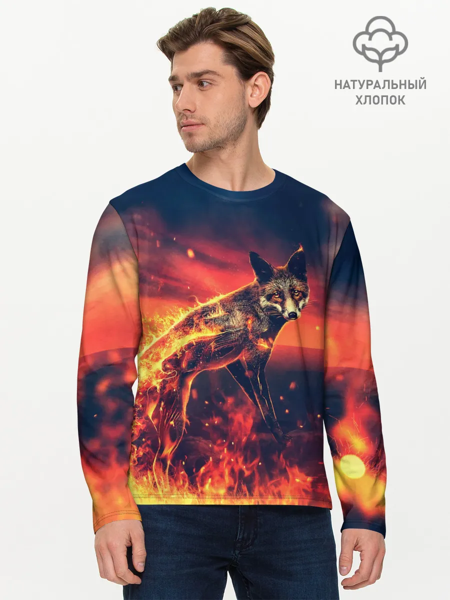 Мужской лонгслив базовый / Огненная лиса