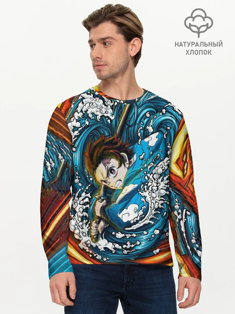 Мужской лонгслив базовый / Танджиро Камадо Клинок демонов