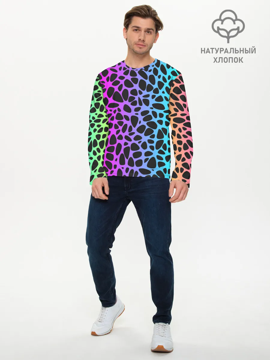 Мужской лонгслив базовый / Неоновый градиент
