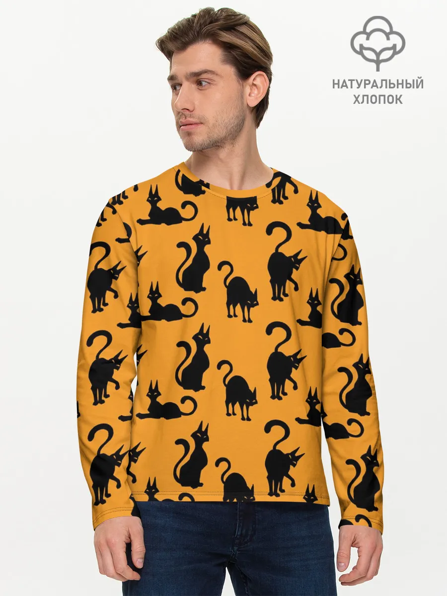 Мужской лонгслив базовый / Кошки