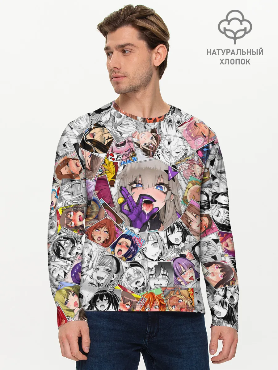 Мужской лонгслив базовый / Ahegao завихрение