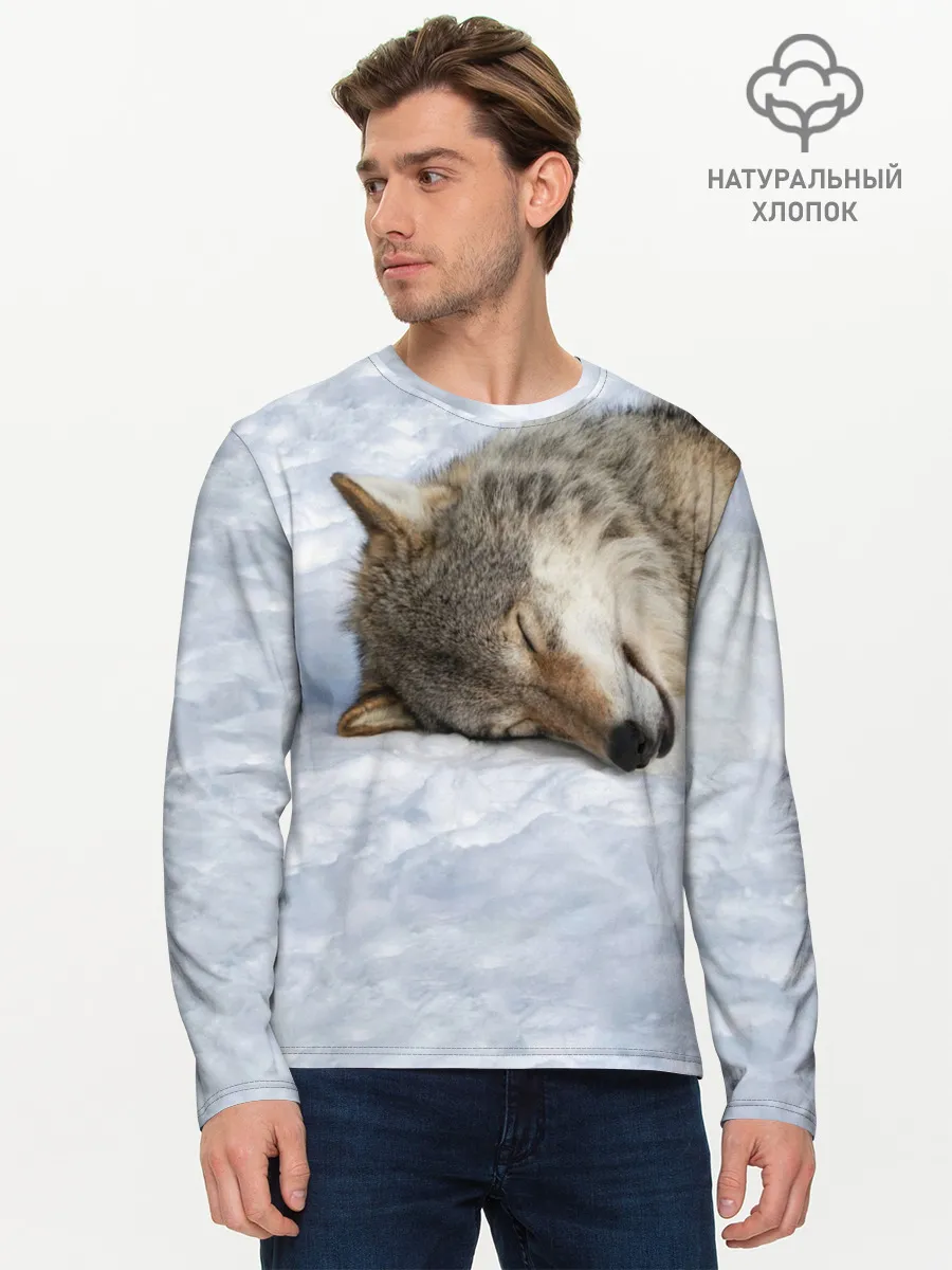 Мужской лонгслив базовый / Спящий Волк