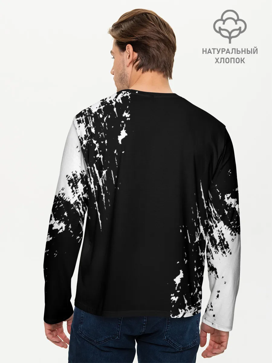 Мужской лонгслив базовый / Черный Клевер затертый фон