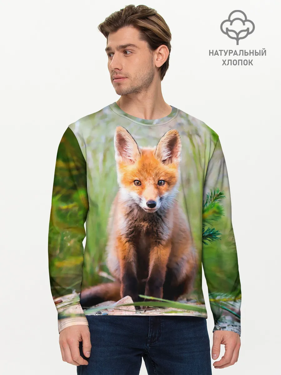 Мужской лонгслив базовый / Лисичка