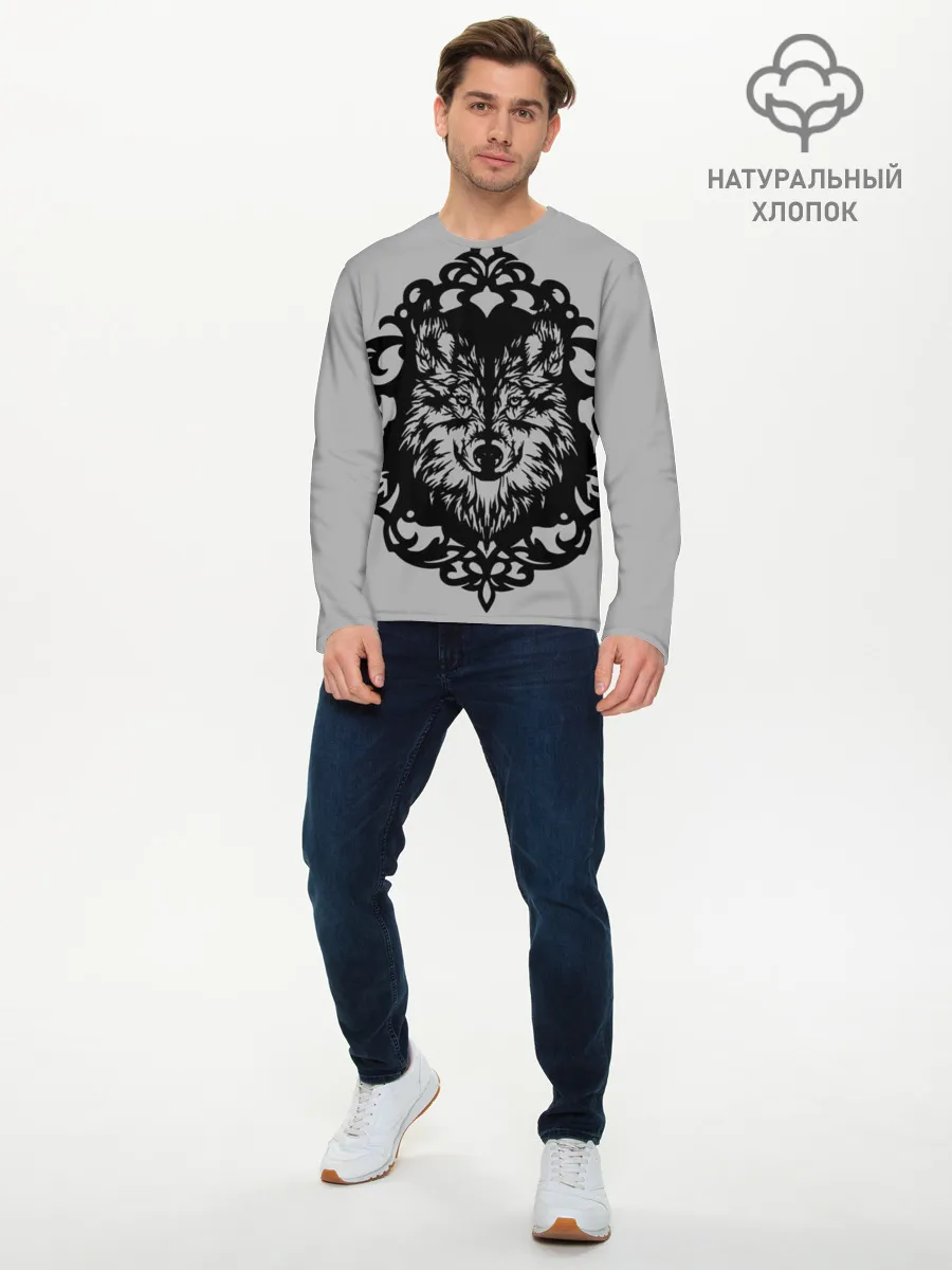 Мужской лонгслив базовый / Благородный серый волк
