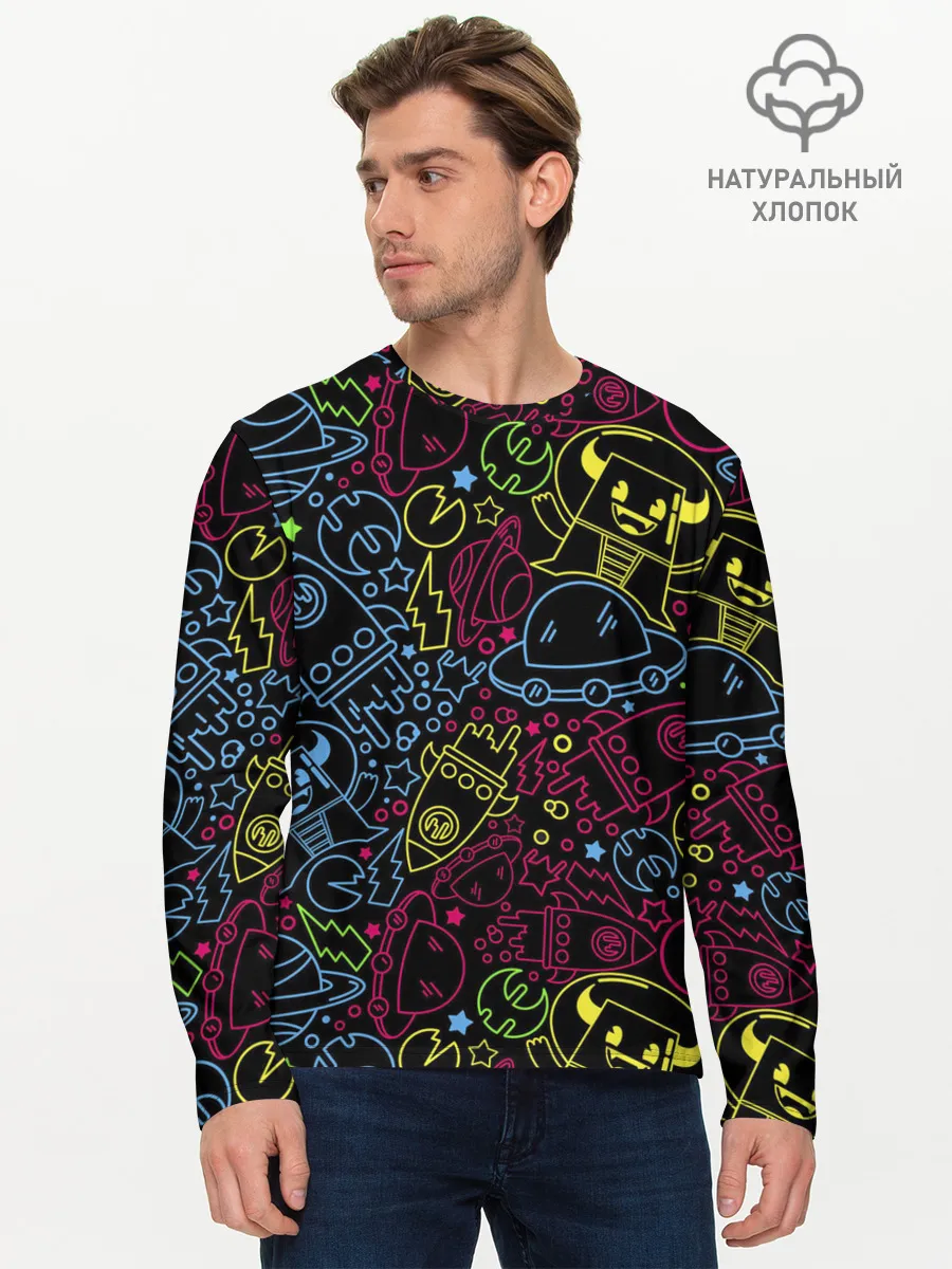 Мужской лонгслив базовый / КОСМИЧЕСКИЙ НЕОН