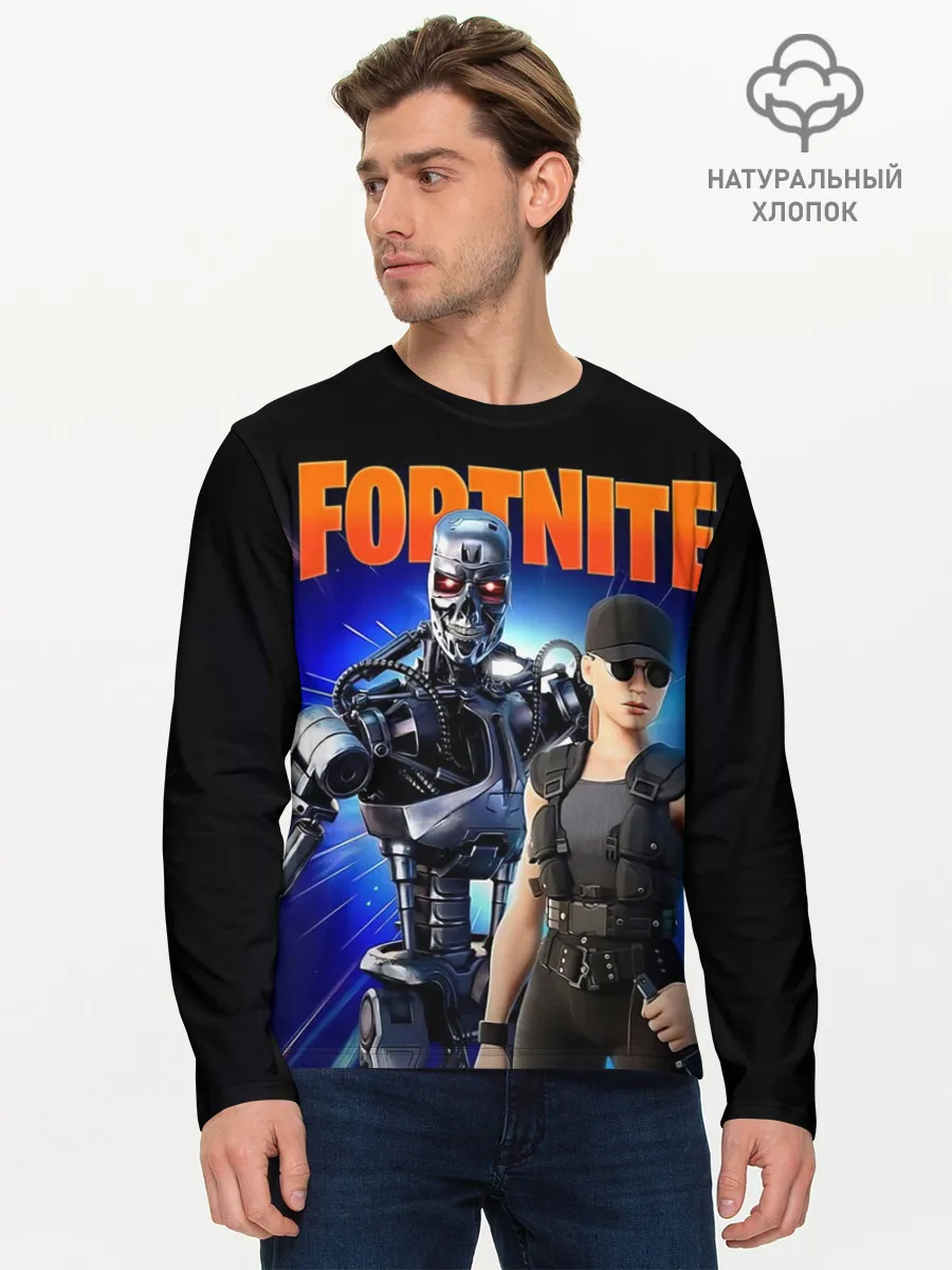 Мужской лонгслив базовый / Fortnite терминатор