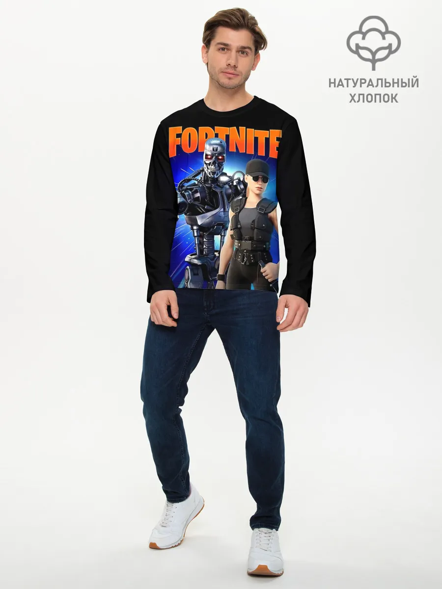 Мужской лонгслив базовый / Fortnite терминатор