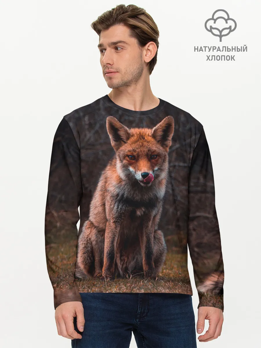 Мужской лонгслив базовый / Хищная лисица