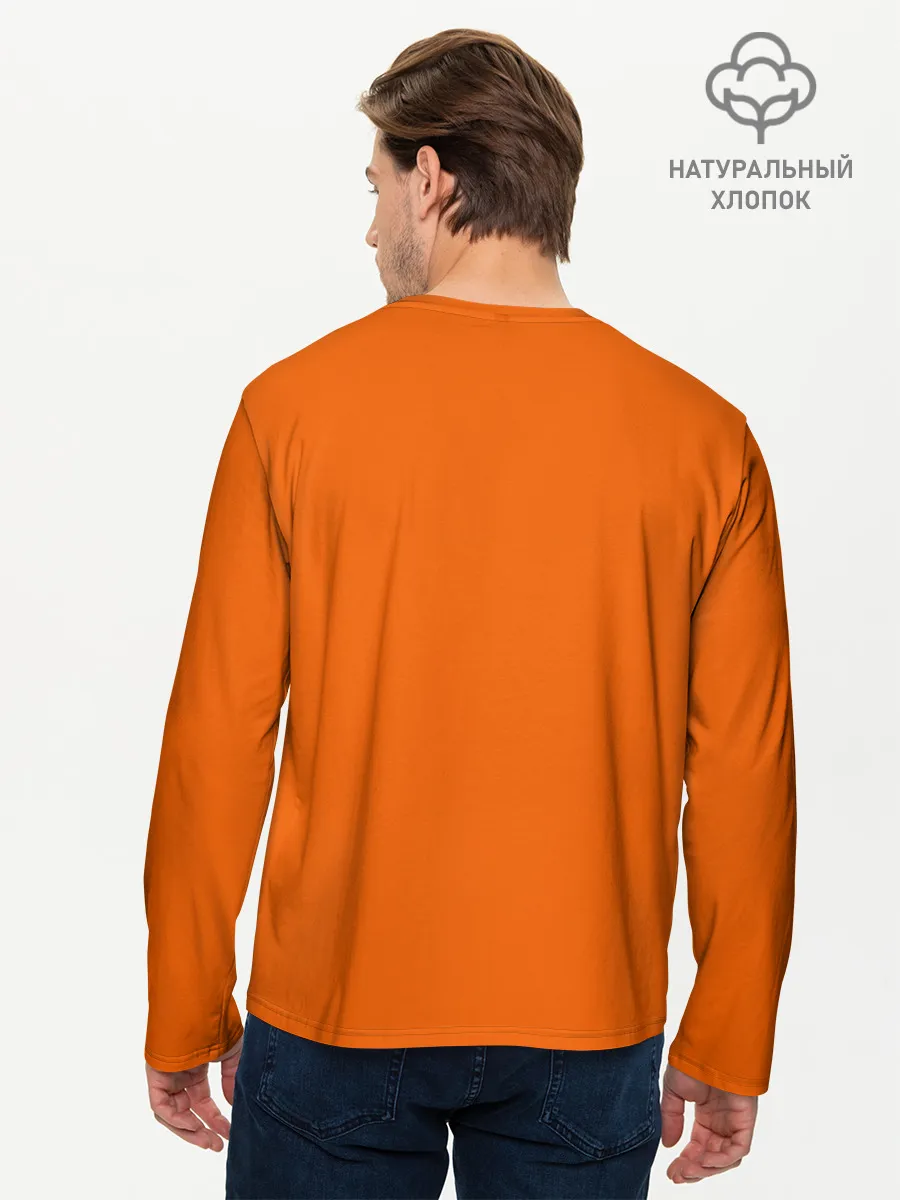 Мужской лонгслив базовый / Человек-Бензопила на голубом фоне