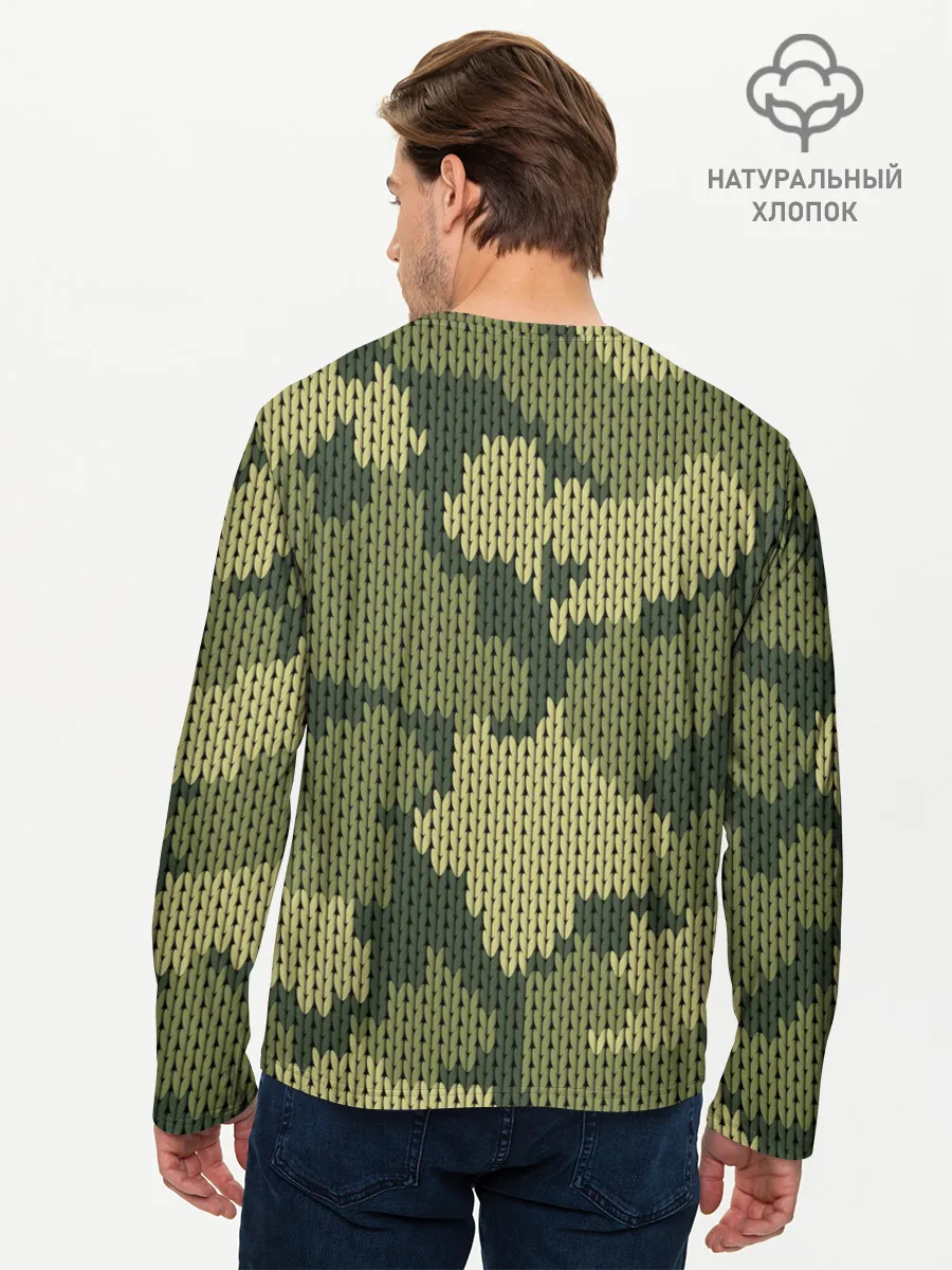 Мужской лонгслив базовый / вязаный принт милитари