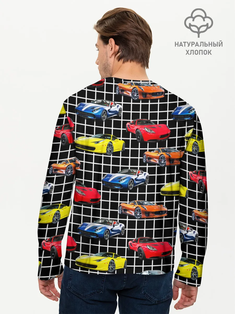 Мужской лонгслив базовый / Гоночные тачки