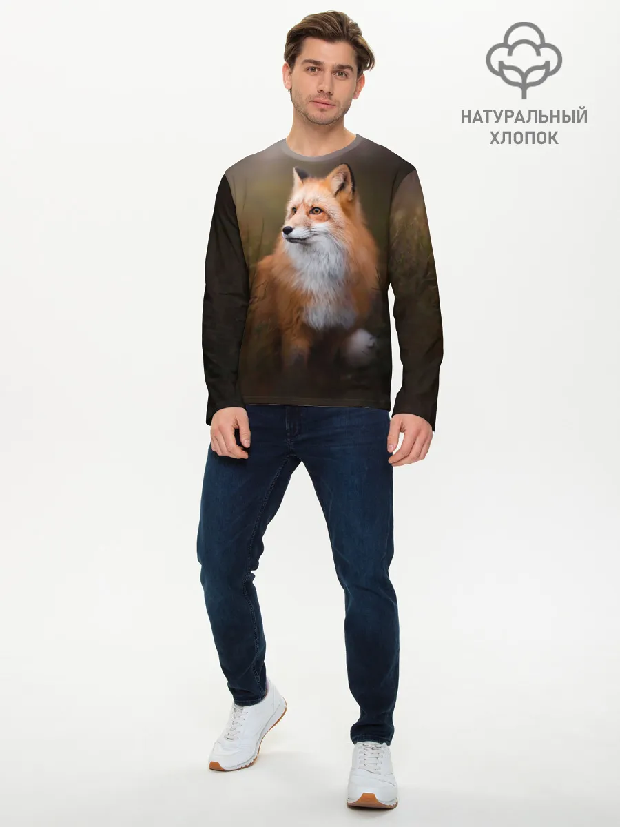Мужской лонгслив базовый / Лиса-охотница