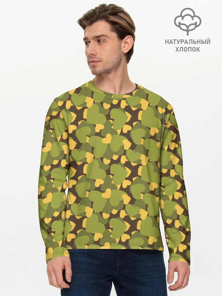 Мужской лонгслив базовый / Сердечки