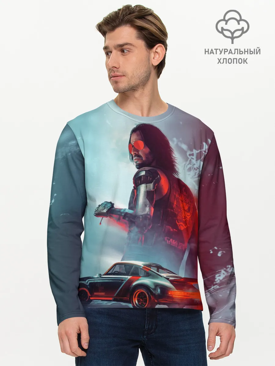 Мужской лонгслив базовый / Cyberpunk 2077 | Джонни и Порш