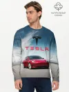 Мужской лонгслив базовый / Tesla Model 3