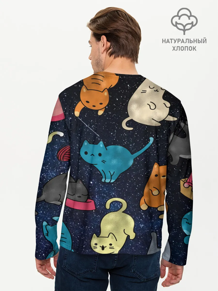 Мужской лонгслив базовый / Космические котики