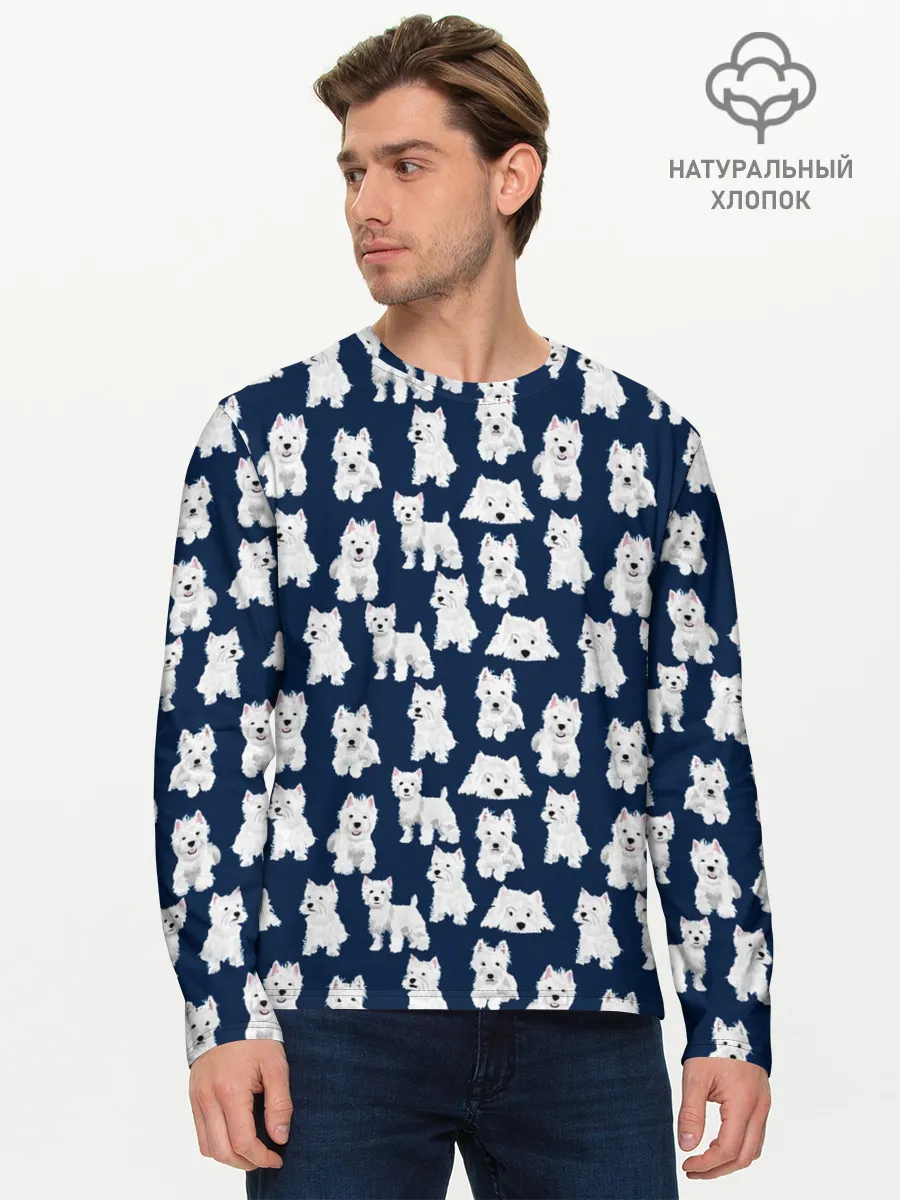 Мужской лонгслив базовый / Собаки Пушистики