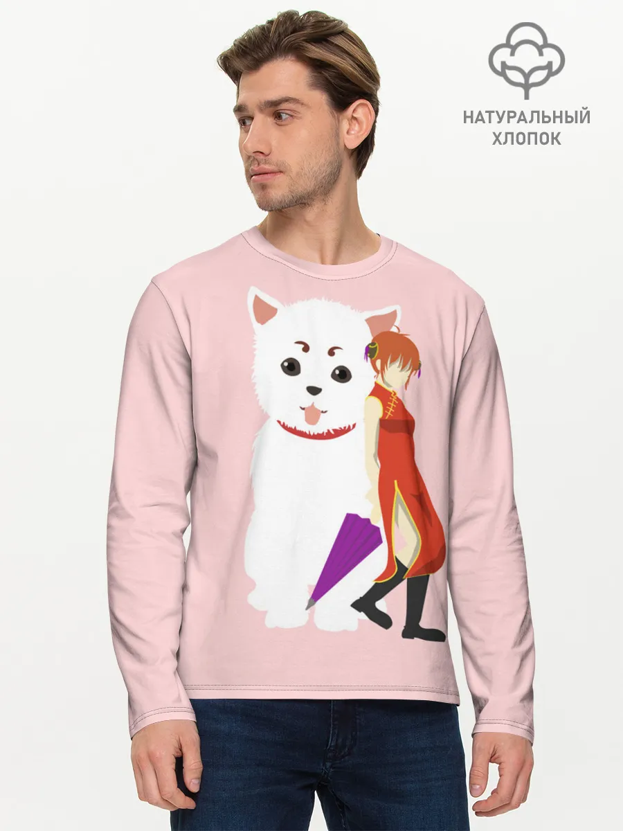 Мужской лонгслив базовый / Кот Гинтама